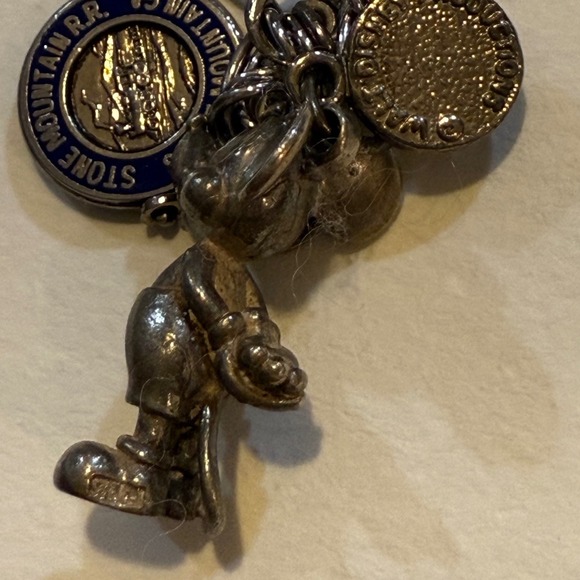 Vtg Sterling Charm Bracelet Mickey Mouse, UGeorgia Bulldog, NHS, Tennis, School - Picture 9 of 16